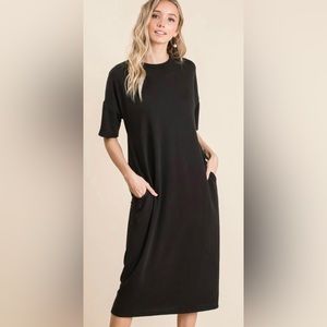 “All the Above Dress” Basic black t-shirt dress